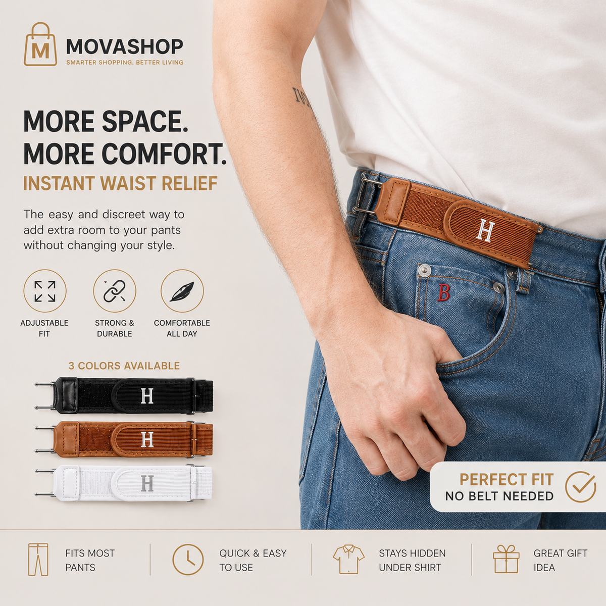 No-Buckle Belt Clips – Instant Comfort & All-Day Fit | 2-Piece Set (Left+Right)