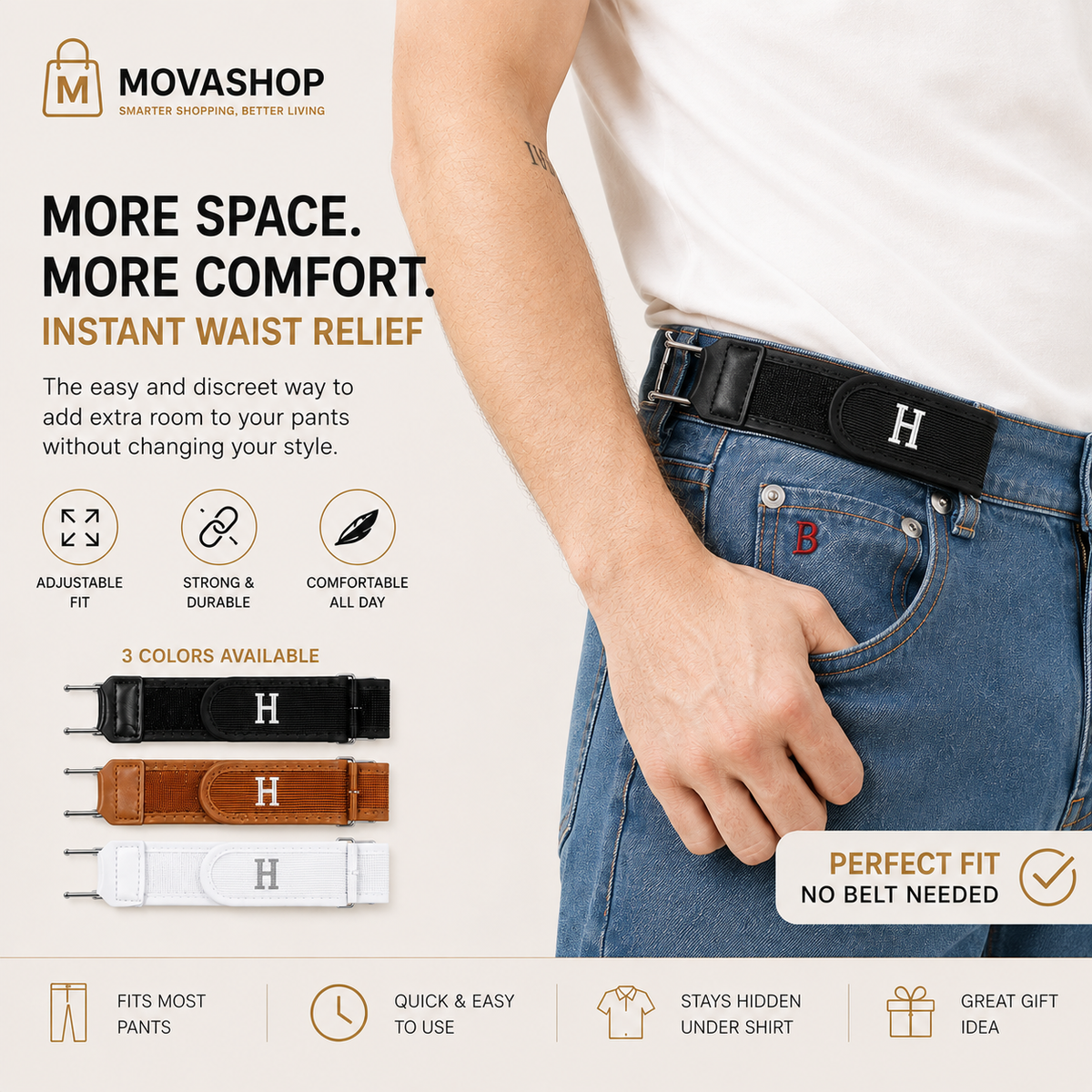 No-Buckle Belt Clips – Instant Comfort & All-Day Fit | 2-Piece Set (Left+Right)