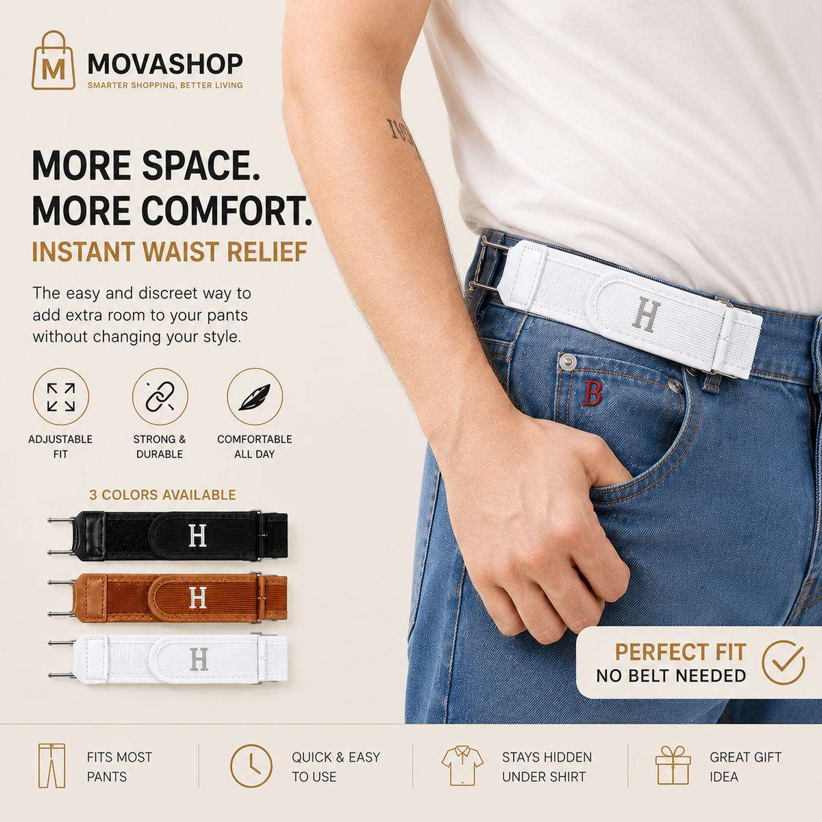 No-Buckle Belt Clips – Instant Comfort & All-Day Fit | 2-Piece Set (Left+Right)